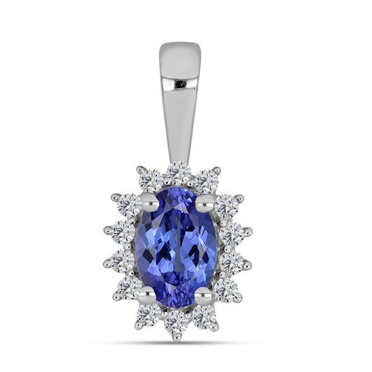 Pendente de Prata com Tanzanite AA e Topázio Branco