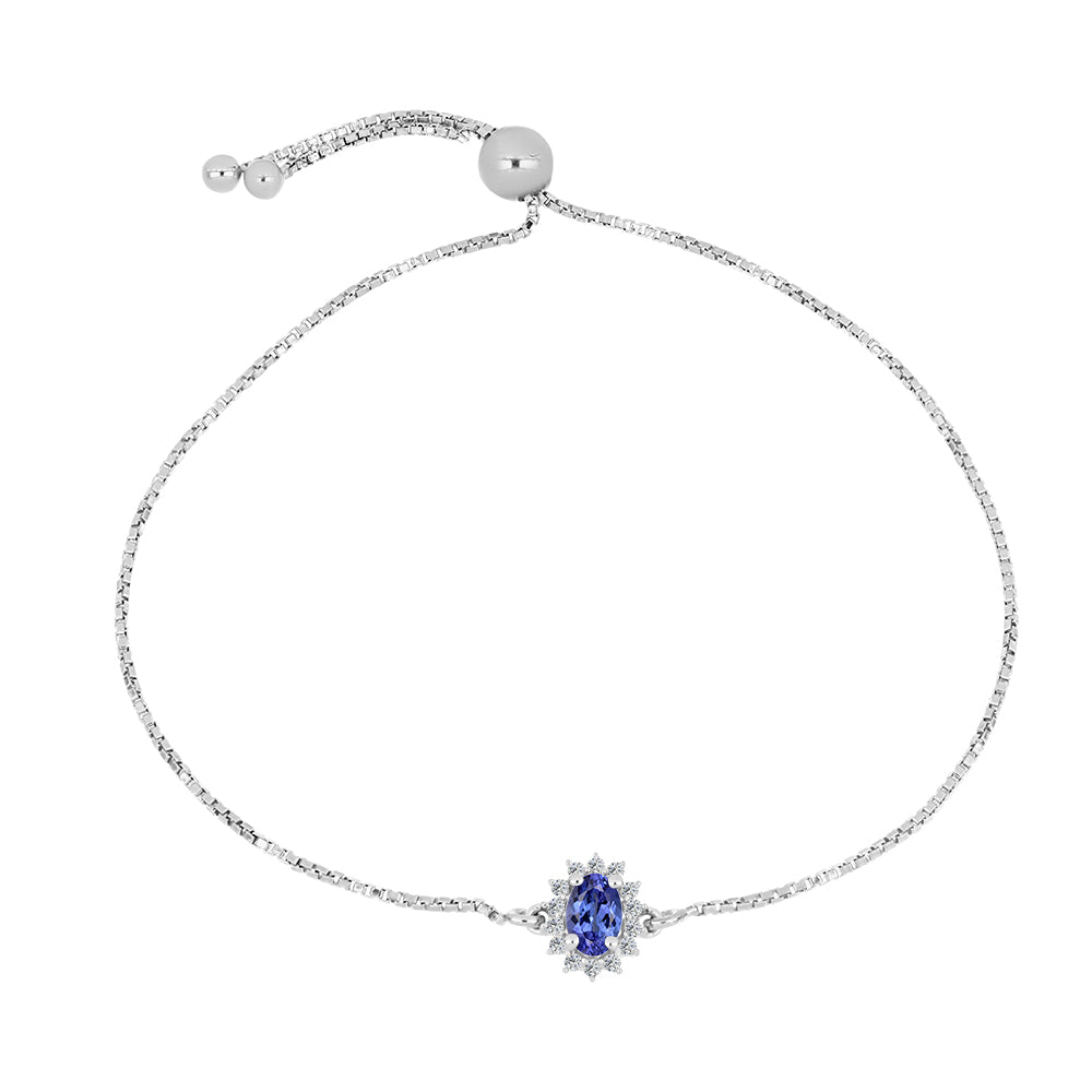 Pulseira de Prata com Tanzanite AA e Topázio Branco 1 