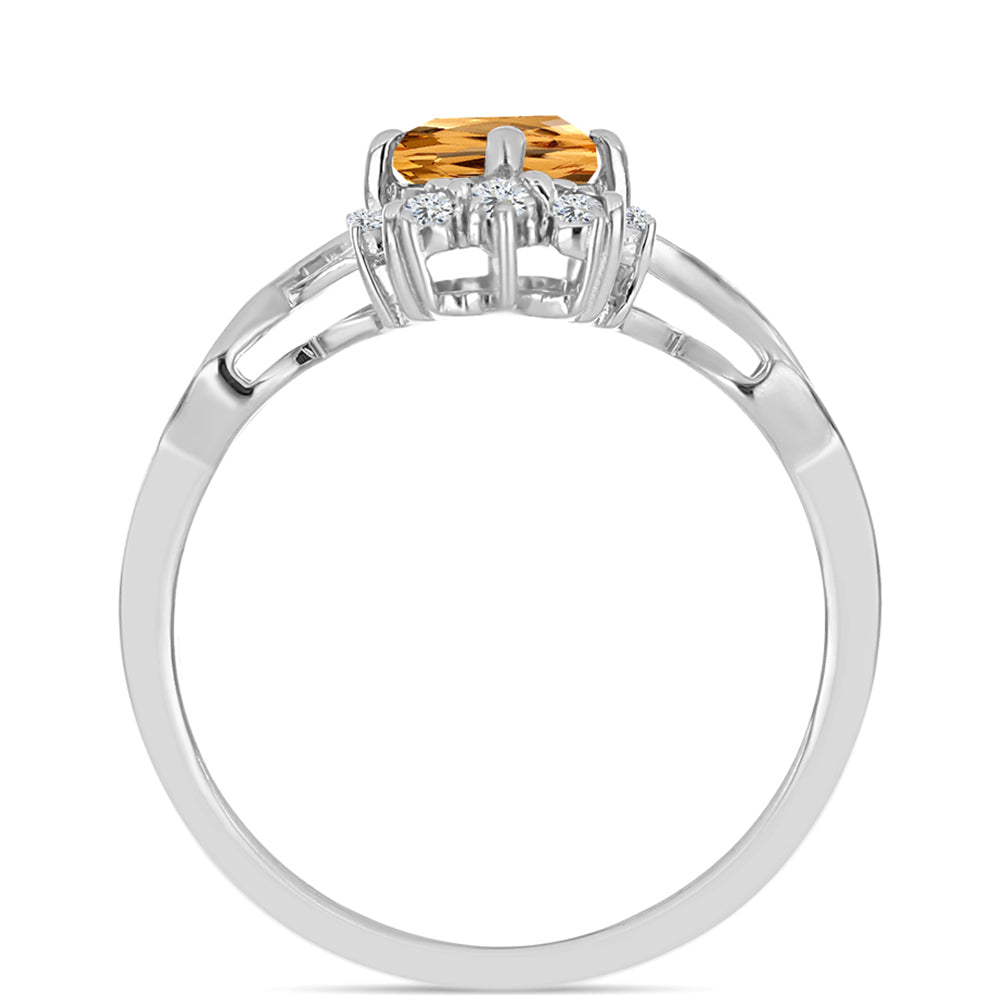 Anel de Prata com Topázio Imperial Amarelo e Topázio Branco  Contraste: Cabeca de Veado (800) 2 