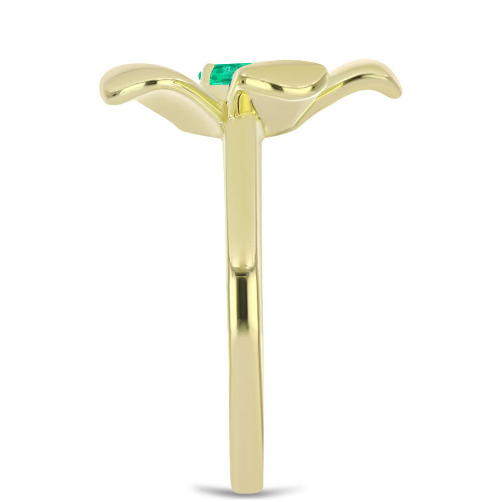 Anel de Prata com Banho de Ouro com Esmeralda da Colômbia  Contraste: Cabeca de Veado (800) 4 