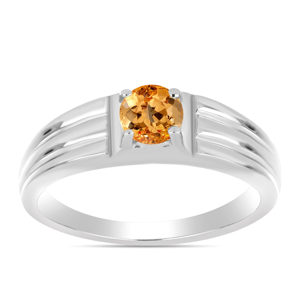 Anel de Prata com Topázio Imperial Amarelo  Contraste: Cabeca de Veado (800) 3 