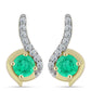 Brincos de Prata com Banho de Ouro com Esmeralda da Colômbia e Diamante Branco