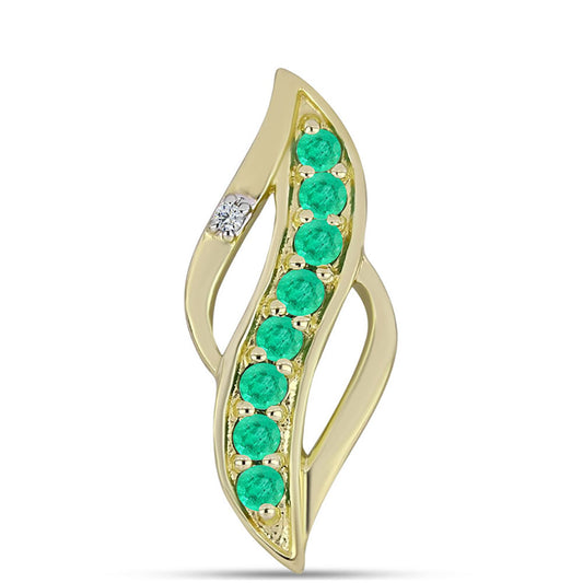 Pendente de Prata com Banho de Ouro com Esmeralda da Colômbia e Diamante Branco