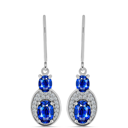 Brincos de Prata com Safira Azul Australiana e Topázio Branco