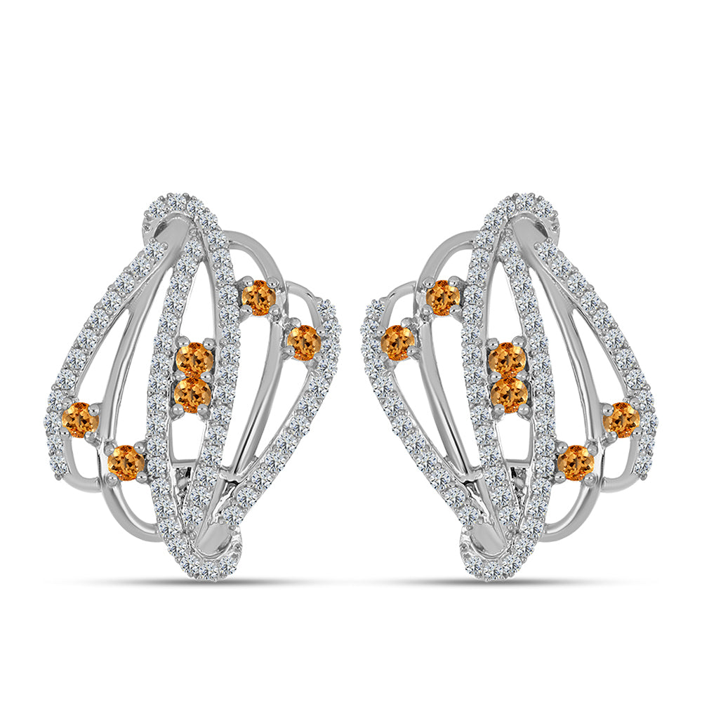 Brincos de Prata com Topázio Imperial Amarelo e Topázio Branco 1 