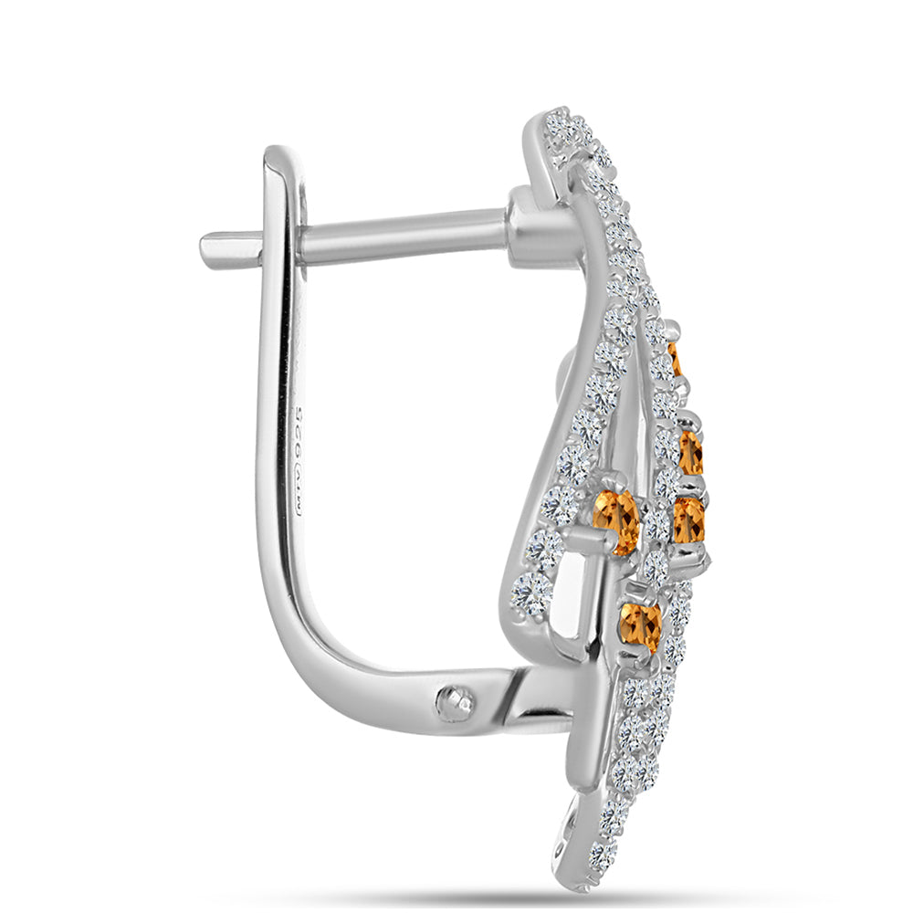 Brincos de Prata com Topázio Imperial Amarelo e Topázio Branco 2 