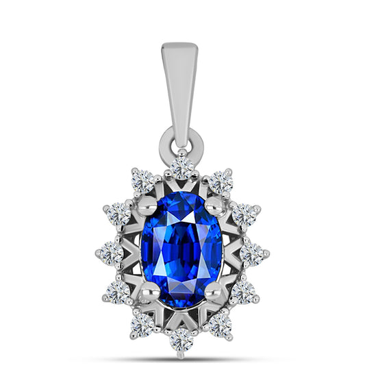 Pendente de Prata com Safira Azul Australiana e Topázio Branco