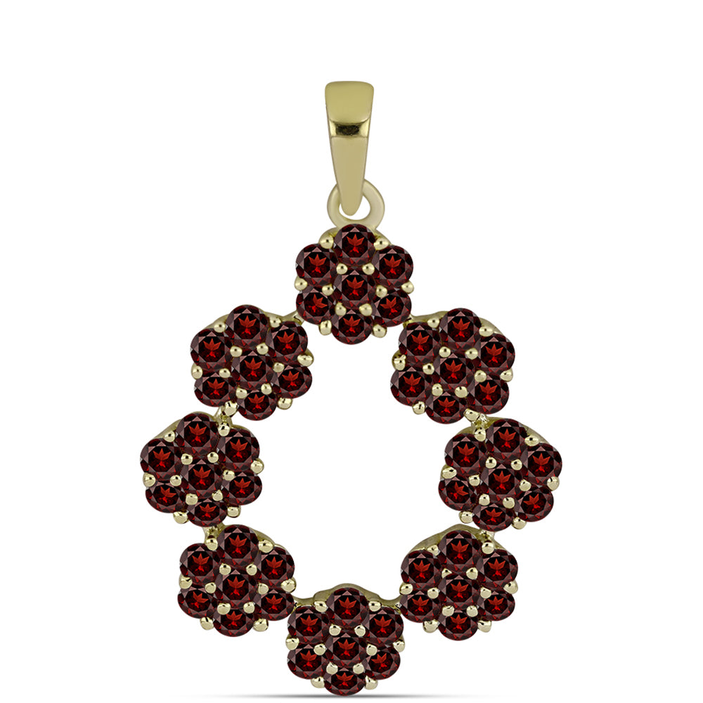 Pendente de Prata com Banho de Ouro com Granada de Barton  Contraste: Cabeca de Veado (800)