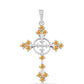 Cruz Pendente de Prata com Topázio Imperial Amarelo e Topázio Branco