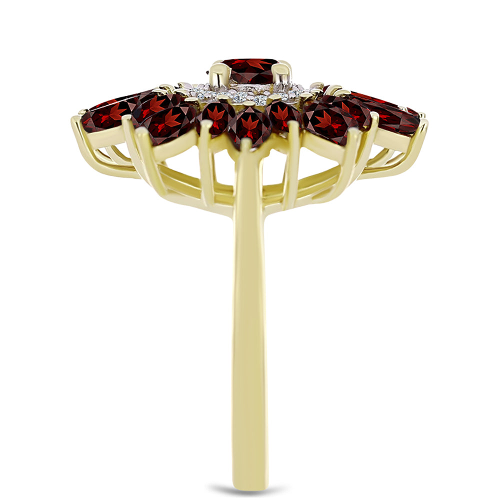 Anel de Prata com Banho de Ouro com Granada de Barton e Topázio Branco  Contraste: Cabeca de Veado (800) 4 