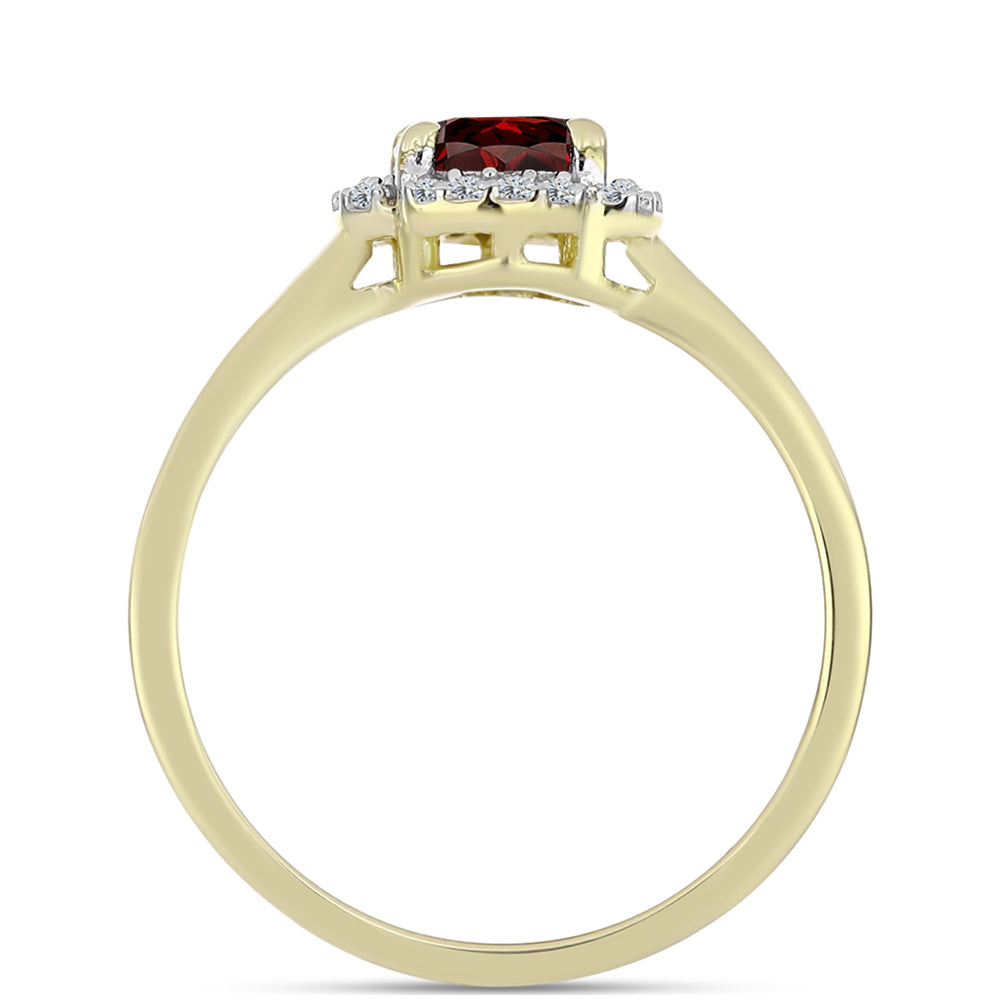 Anel de Prata com Banho de Ouro com Granada de Barton e Topázio Branco