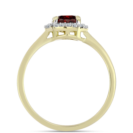 Anel de Prata com Banho de Ouro com Granada de Barton e Topázio Branco