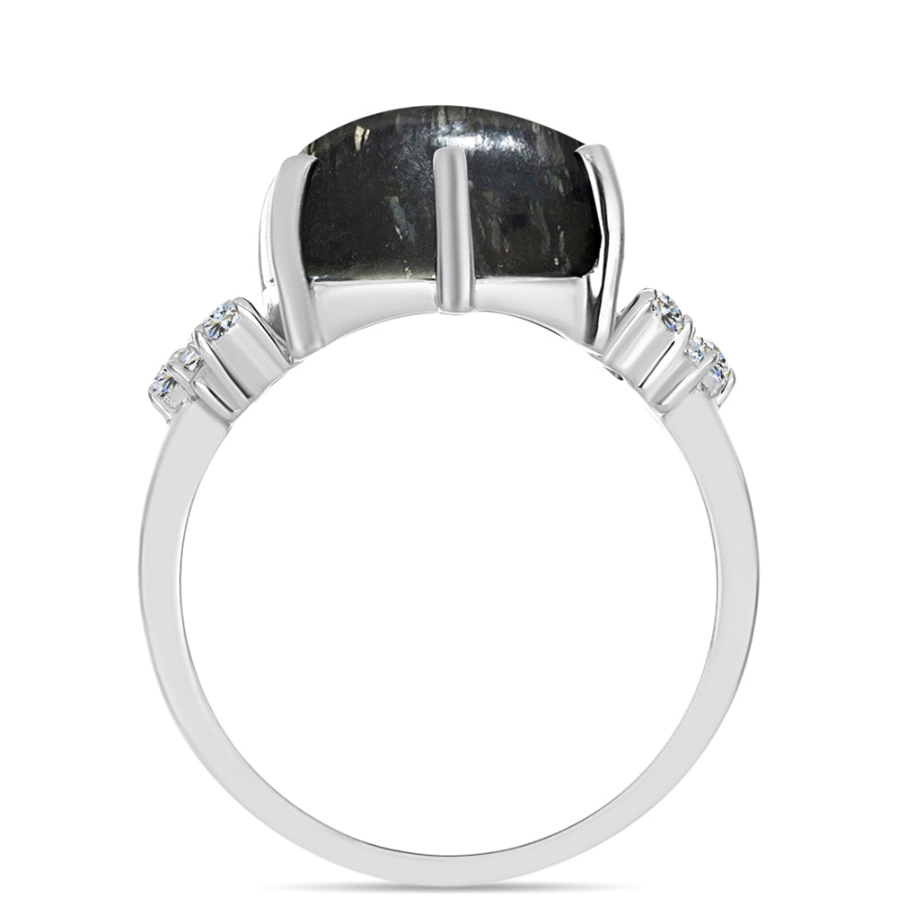 Anel de Prata com Jaspe Picasso e Topázio Branco  Contraste: Cabeca de Veado (800) 2 