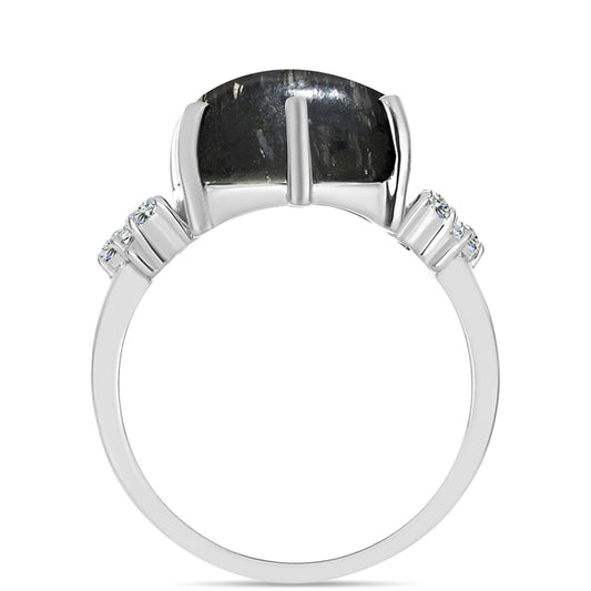 Anel de Prata com Jaspe Picasso e Topázio Branco  Contraste: Cabeca de Veado (800)