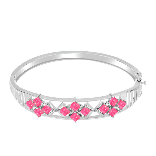Pulseira de Prata com Opala Rosa de Lega Dembi e Topázio Branco  Contraste: Cabeca de Veado (800)