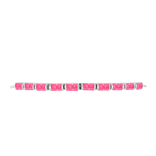 Pulseira de Prata com Opala Rosa de Lega Dembi  Contraste: Cabeca de Veado (800)