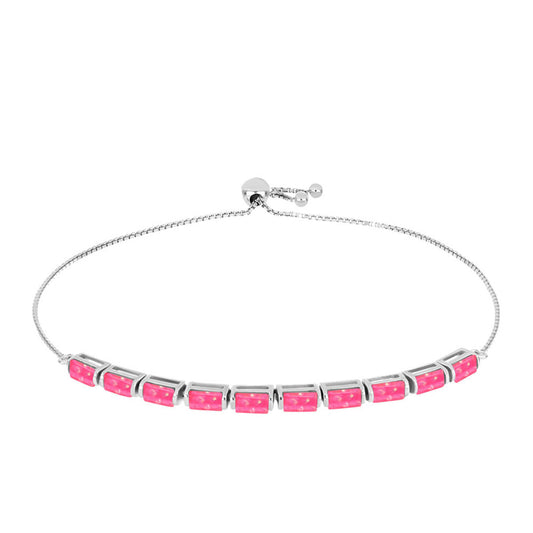 Pulseira de Prata com Opala Rosa de Lega Dembi  Contraste: Cabeca de Veado (800)