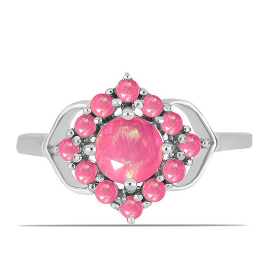 Anel de Prata com Opala Rosa de Lega Dembi