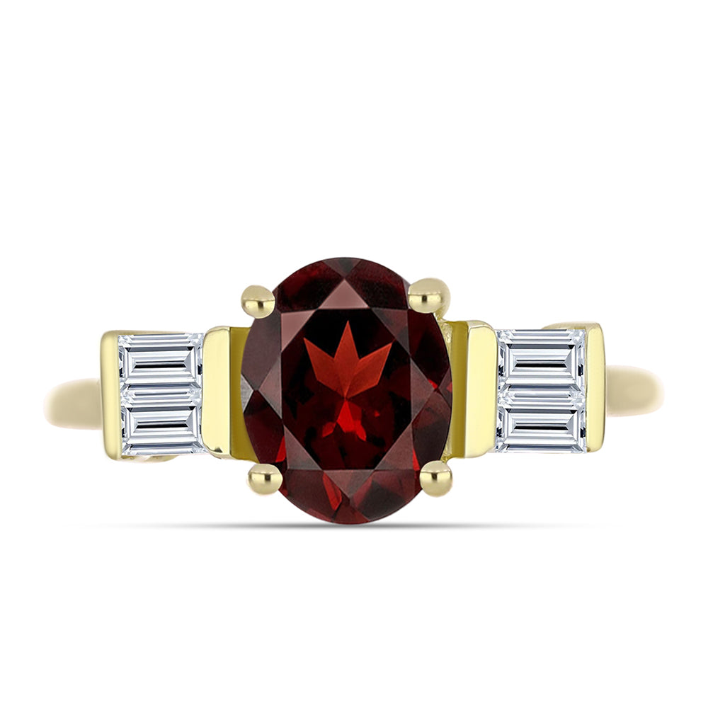 Anel de Prata com Banho de Ouro com Granada de Barton e Topázio Branco 1 