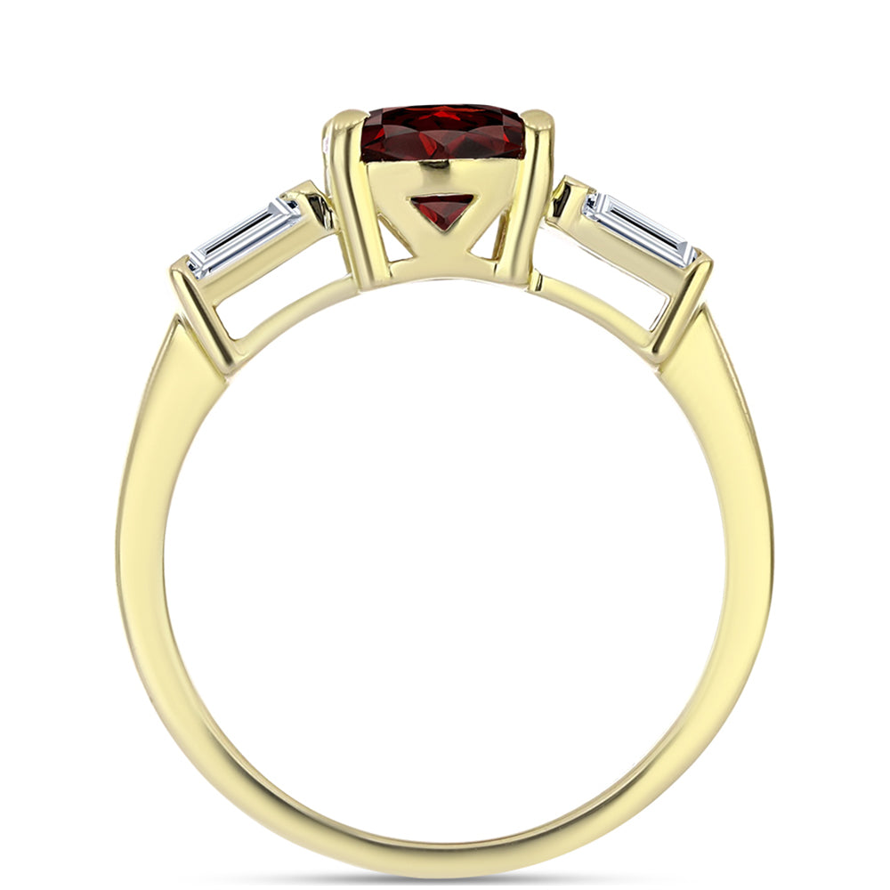 Anel de Prata com Banho de Ouro com Granada de Barton e Topázio Branco