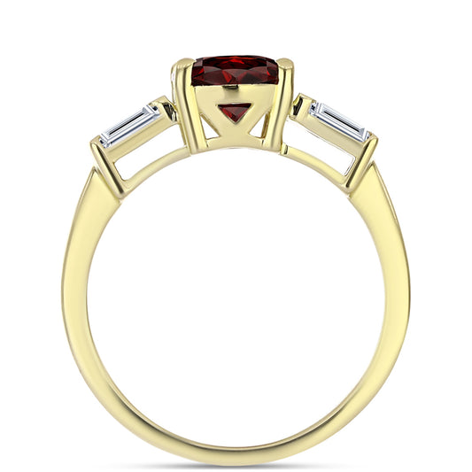 Anel de Prata com Banho de Ouro com Granada de Barton e Topázio Branco