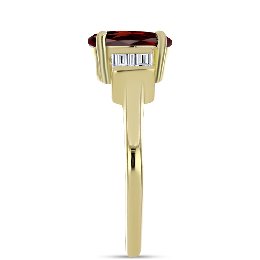 Anel de Prata com Banho de Ouro com Granada de Barton e Topázio Branco 4 