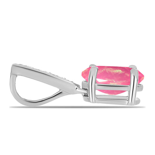 Pendente de Prata com Opala Rosa de Lega Dembi e Topázio Branco