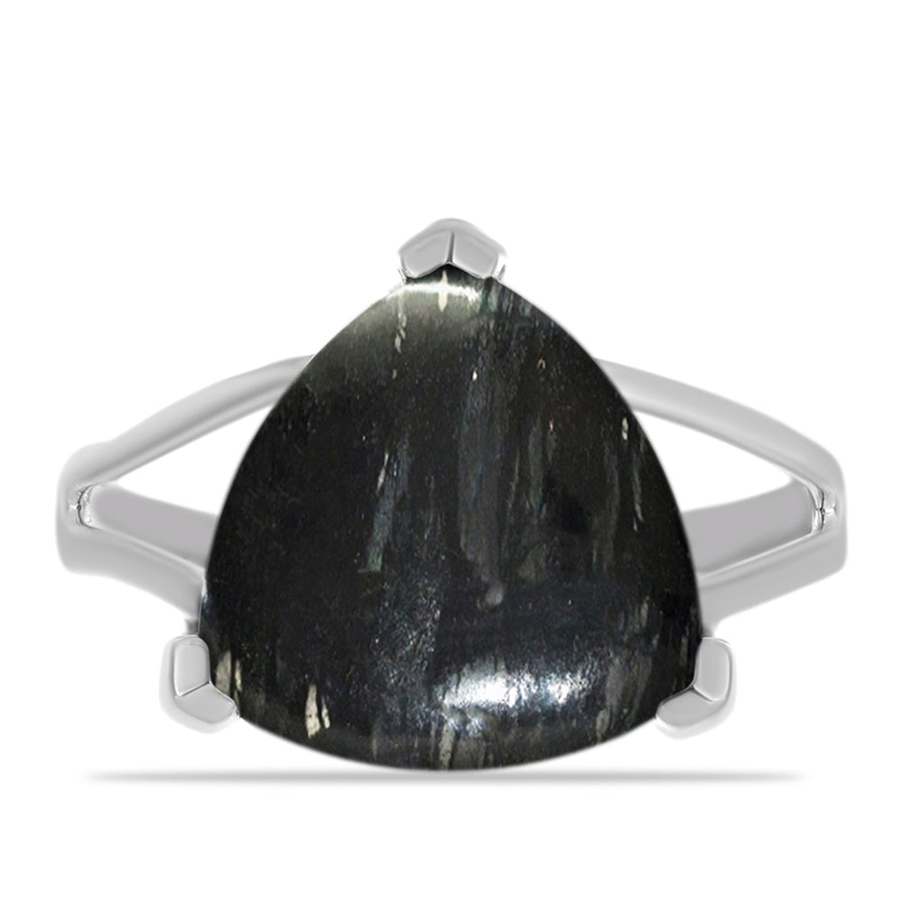 Anel de Prata com Jaspe Picasso  Contraste: Cabeca de Veado (800)