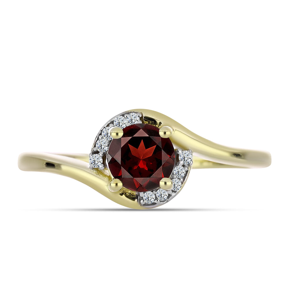 Anel de Prata com Banho de Ouro com Granada de Barton e Topázio Branco