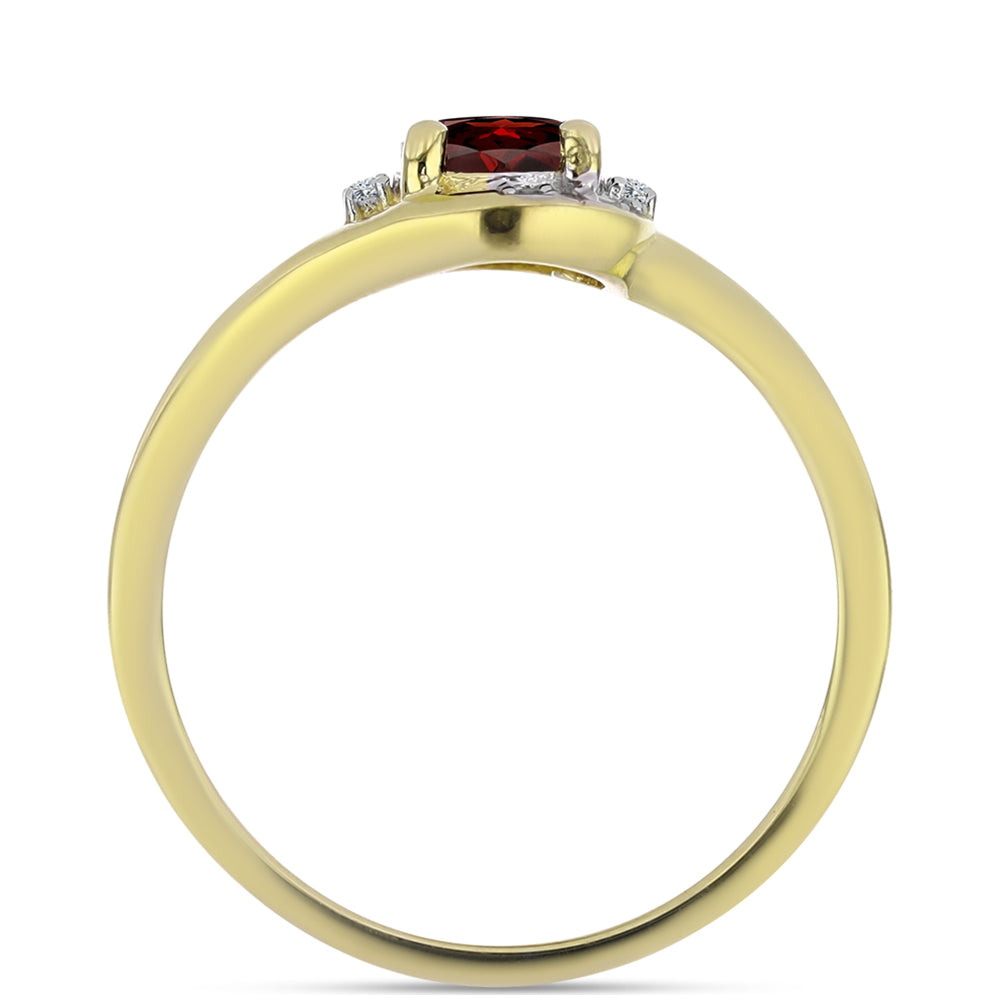 Anel de Prata com Banho de Ouro com Granada de Barton e Topázio Branco