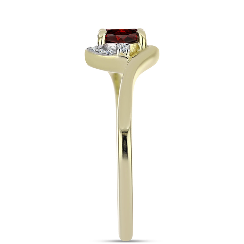 Anel de Prata com Banho de Ouro com Granada de Barton e Topázio Branco 4 