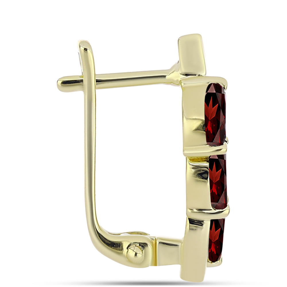 Brincos de Prata com Banho de Ouro com Granada de Barton 2 