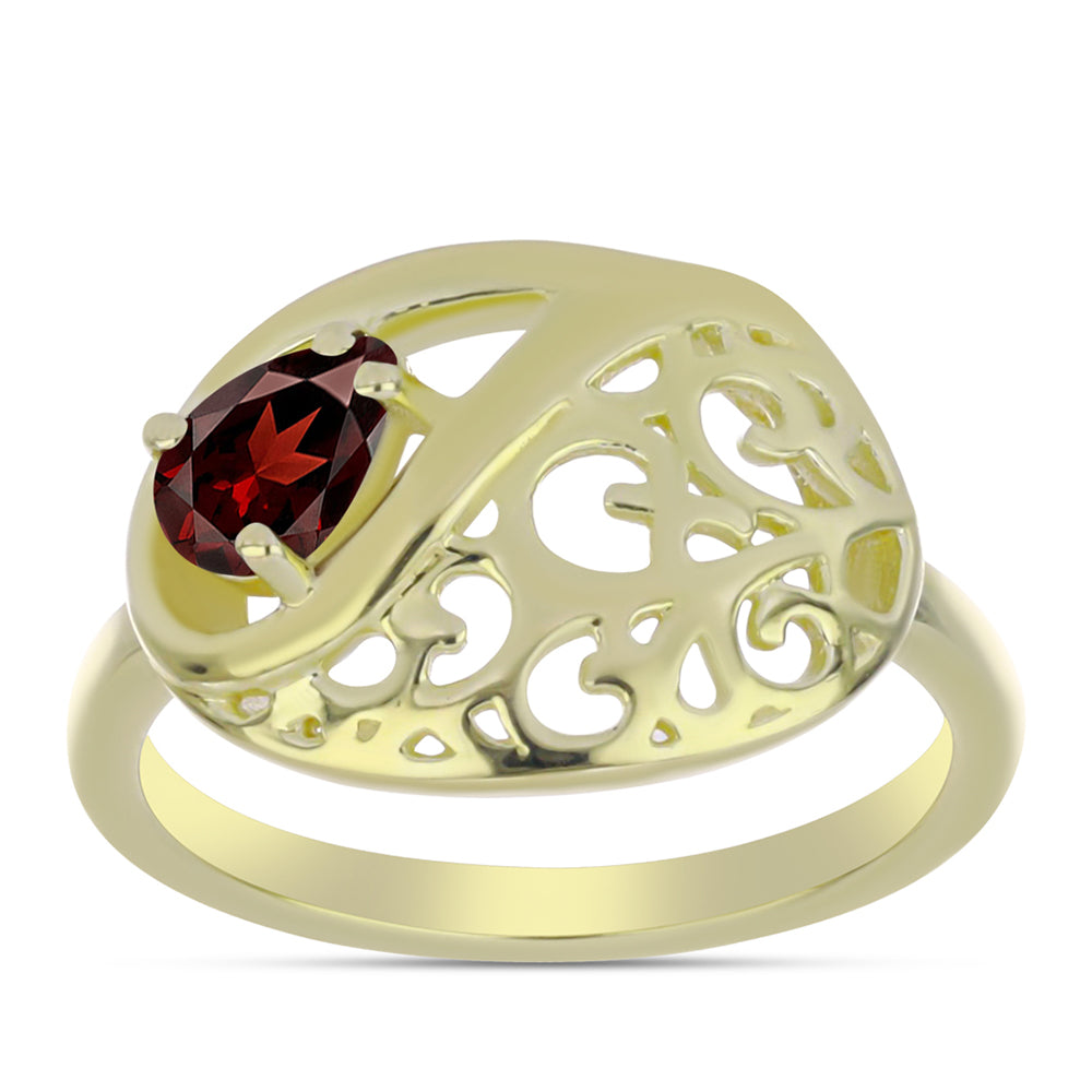 Anel de Prata com Banho de Ouro com Granada de Barton 3 