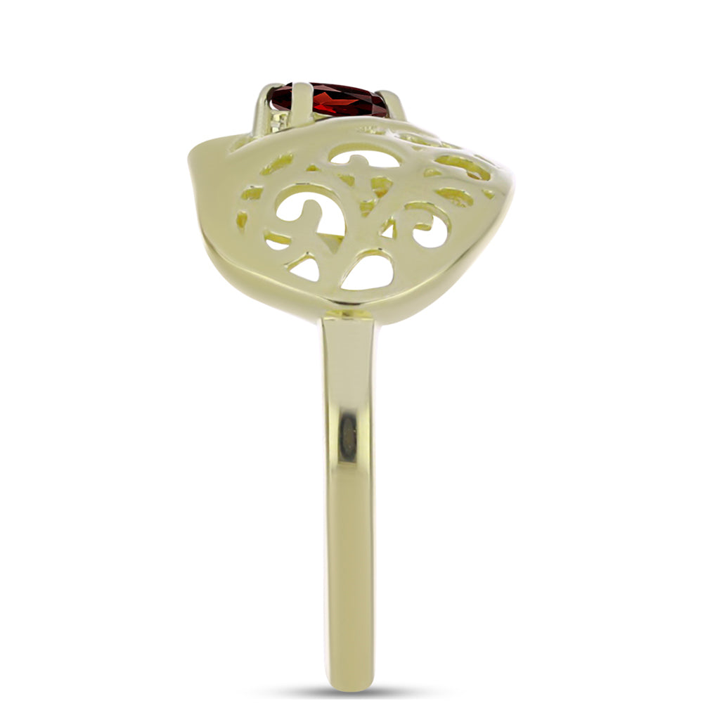 Anel de Prata com Banho de Ouro com Granada de Barton 4 