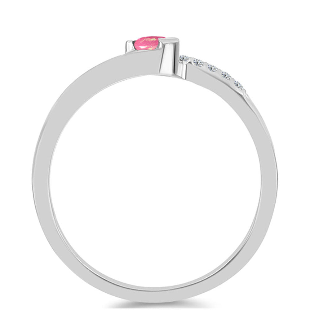 Anel de Prata com Opala Rosa de Lega Dembi e Topázio Branco 2 