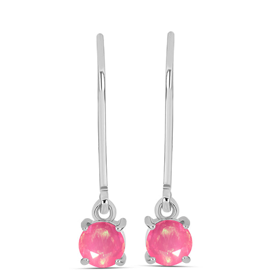 Brincos de Prata com Opala Rosa de Lega Dembi
