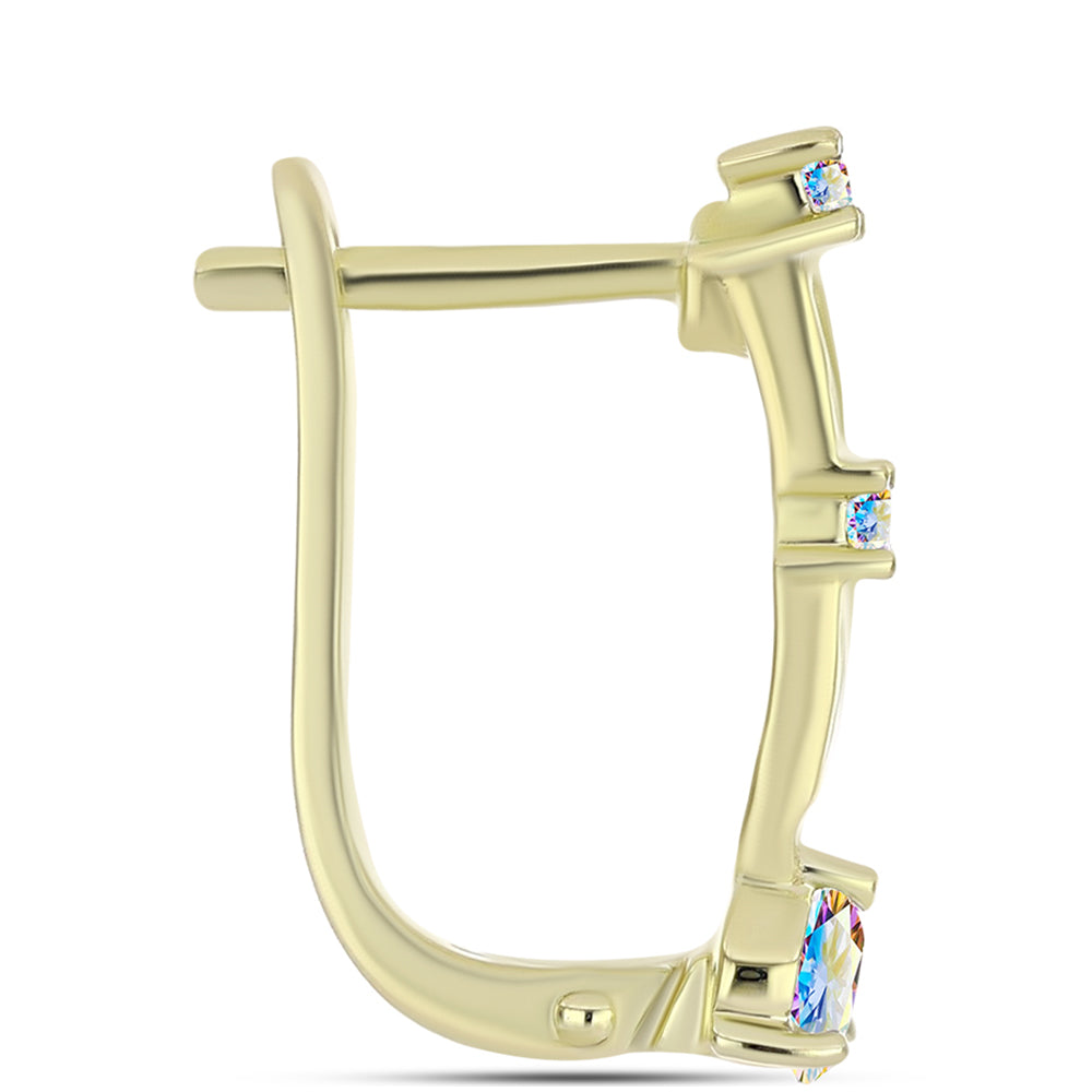 Brincos de Prata com Banho de Ouro com Moissanite efeito gelo 2 