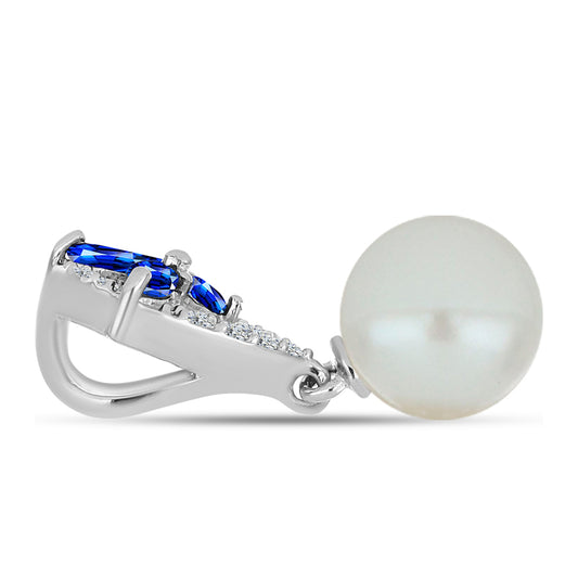 Pendente de Prata com Safira Azul Australiana e Pérola de Água Doce Branca