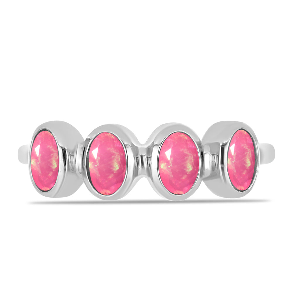 Anel de Prata com Opala Rosa de Lega Dembi