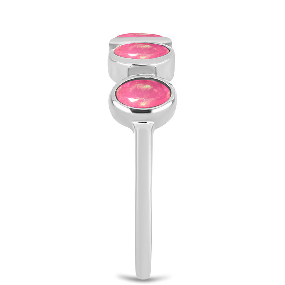Anel de Prata com Opala Rosa de Lega Dembi