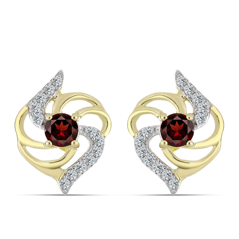 Brincos de Prata com Banho de Ouro com Granada de Barton e Topázio Branco 1 