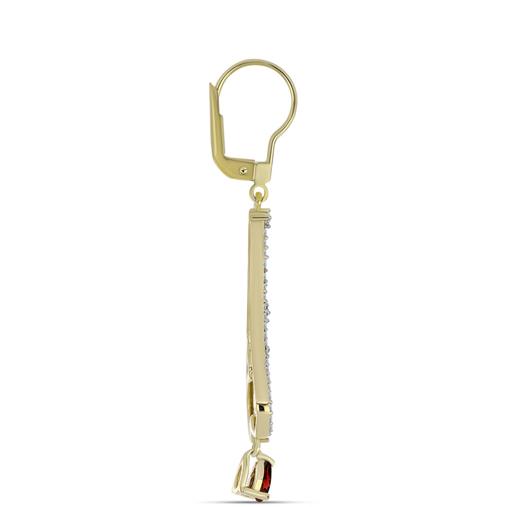 Brincos de Prata com Banho de Ouro com Granada de Barton e Topázio Branco 2 