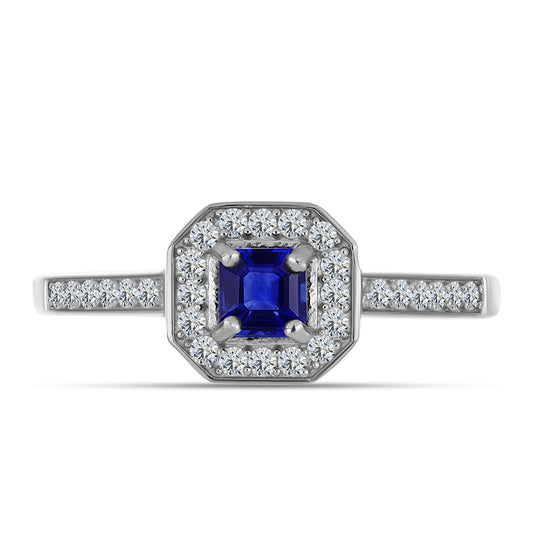 Anel de Prata com Safira Azul Australiana e Topázio Branco