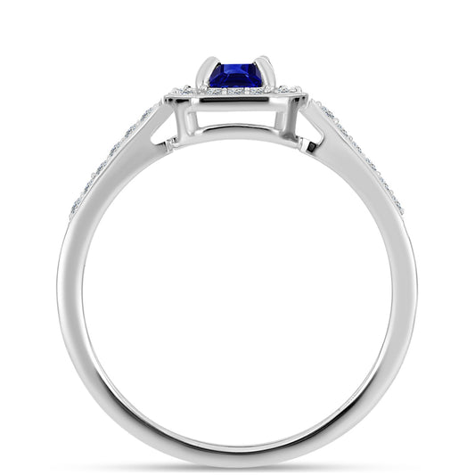 Anel de Prata com Safira Azul Australiana e Topázio Branco