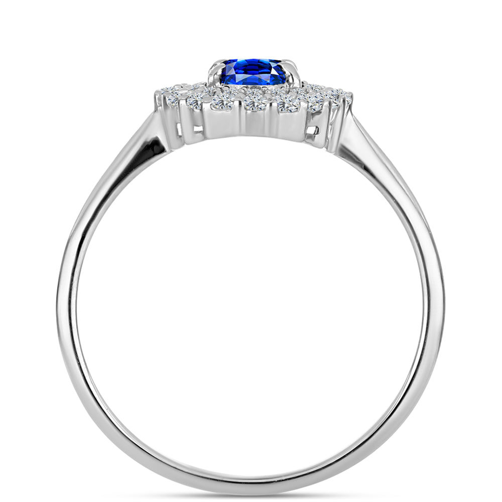 Anel de Prata com Safira Azul Australiana e Topázio Branco