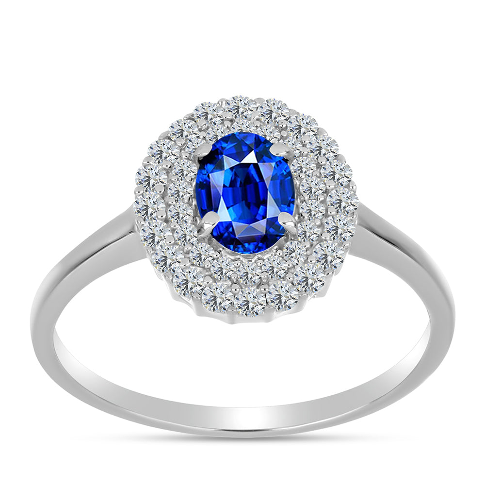 Anel de Prata com Safira Azul Australiana e Topázio Branco