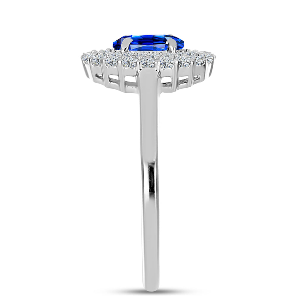 Anel de Prata com Safira Azul Australiana e Topázio Branco 4 