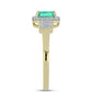 Anel de Prata com Banho de Ouro com Esmeralda da Colômbia e Diamante Branco
