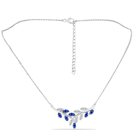 Colar de Prata com Safira Azul Australiana e Topázio Branco  Contraste: Cabeca de Veado (800)
