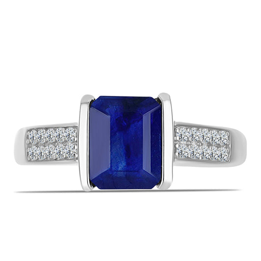 Anel de Prata com Safira Azul Australiana e Topázio Branco